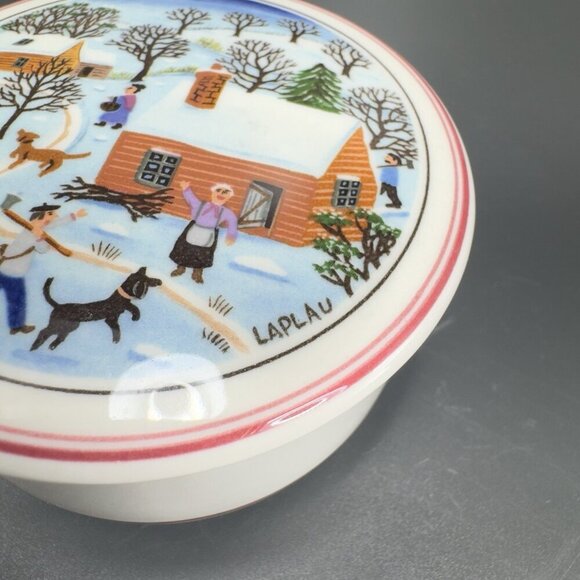 Villeroy & Boch Naif Christmas Round Trinket Box Jewelry Container Porcelain VTG - Picture 8 of 11